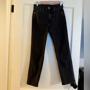 Black Denim Jeans - Straight High Waist